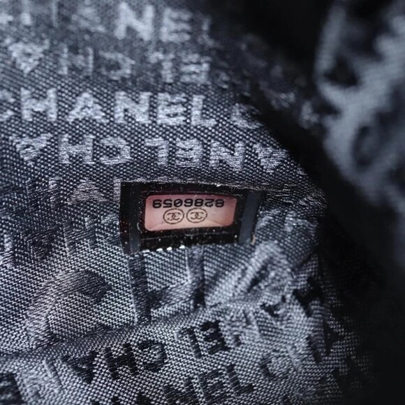 CHANEL Chain COCO Mark Choco Bar Shoulder Bag Satin Black White CC Auth 128055V - Picture 10 of 14